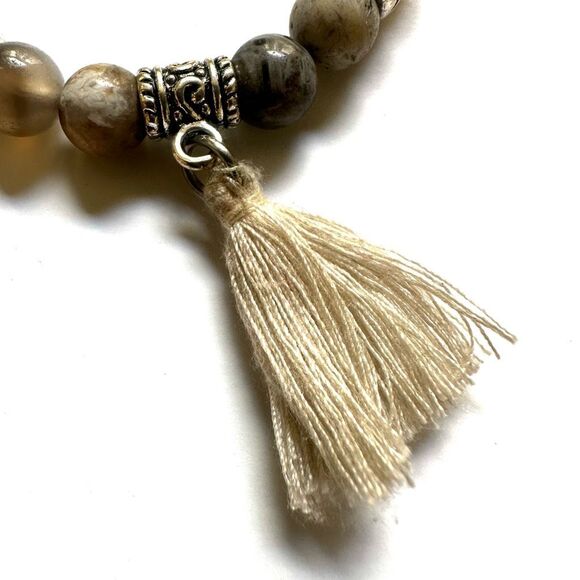 Natural stones stretchy  tassel bracelet - Picture 3 of 7